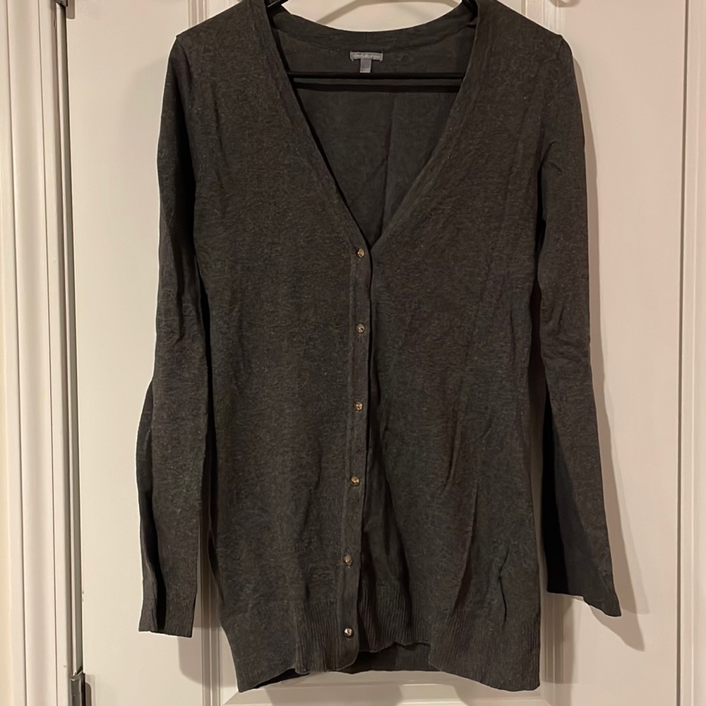 Gray Cardigan with Stud Buttons